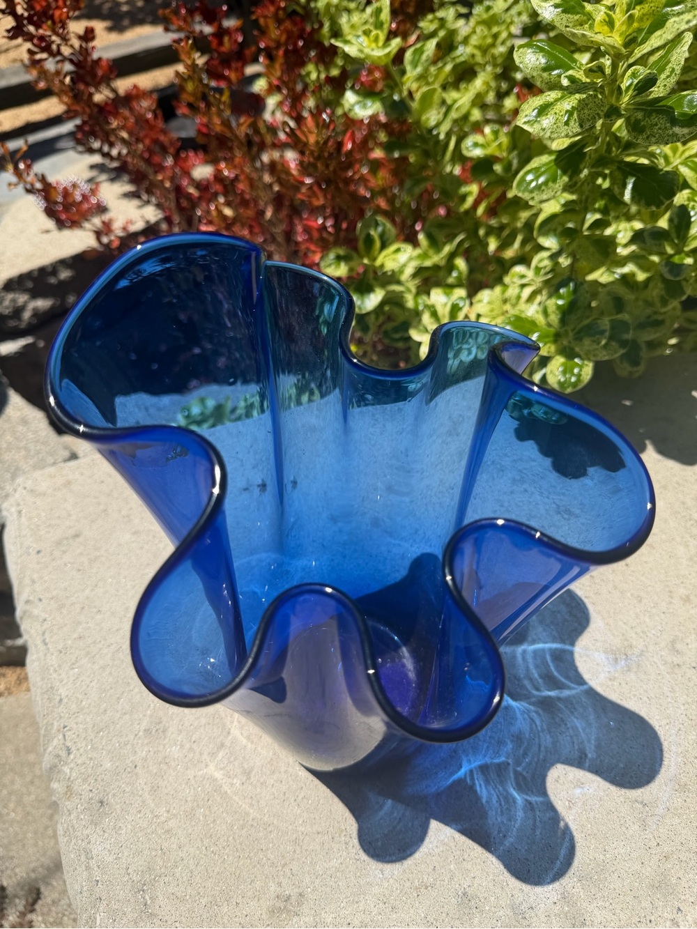 Vintage, gorgeous colbalt handkerchief glass